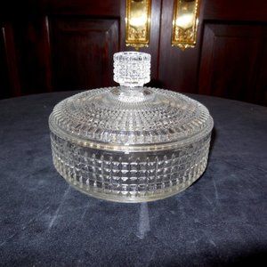 Vintage Cut Glass Candy Dish/ Trinket Receptacle with Lid